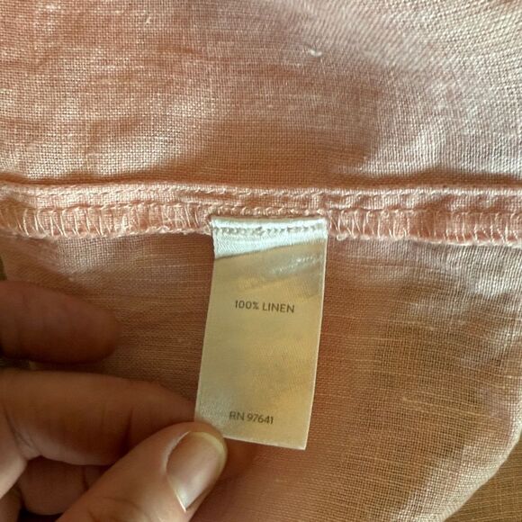 J. Jill Love Linen Blush Pink  Linen Shirt size Medium - Picture 5 of 7
